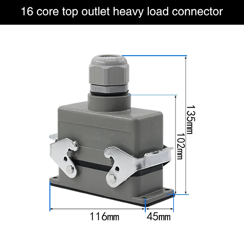 Heavy Duty Metal Locking Connectors - 4 6 10 16 20 24 32 48 Pin - 16A Rated