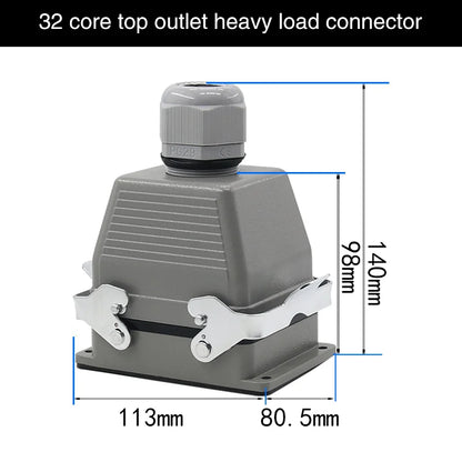 Heavy Duty Metal Locking Connectors - 4 6 10 16 20 24 32 48 Pin - 16A Rated