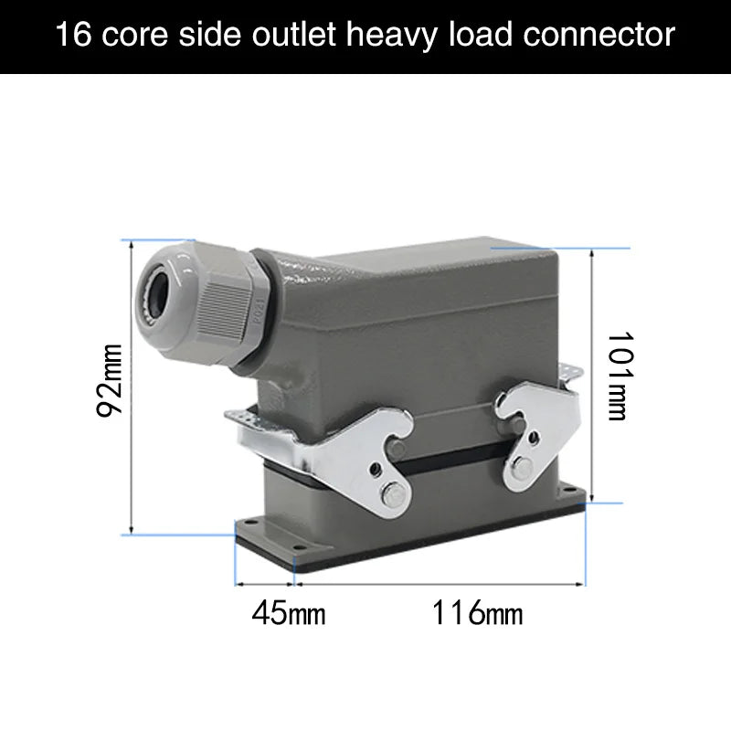 Heavy Duty Metal Locking Connectors - 4 6 10 16 20 24 32 48 Pin - 16A Rated