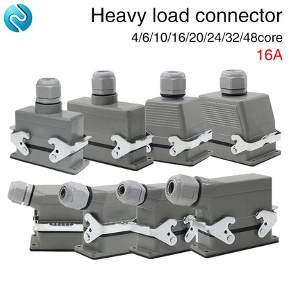 Heavy Duty Metal Locking Connectors - 4 6 10 16 20 24 32 48 Pin - 16A Rated