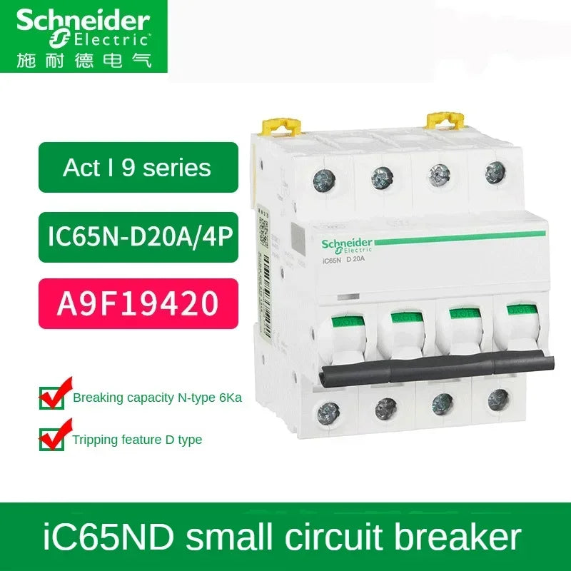 Schneider Air Switch Miniature Circuit Breaker iC65N/60N 1/2/3/4P Household 1/2/3/4/6/10/16/20/25/32/40/50/60/63a Air Switch AC