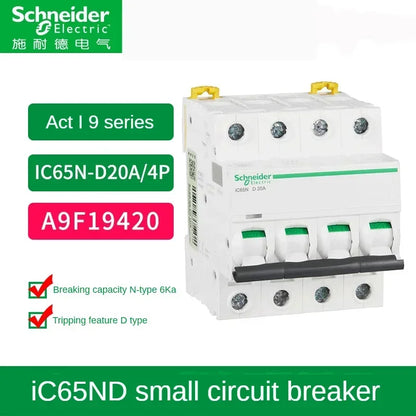 Schneider Air Switch Miniature Circuit Breaker iC65N/60N 1/2/3/4P Household 1/2/3/4/6/10/16/20/25/32/40/50/60/63a Air Switch AC